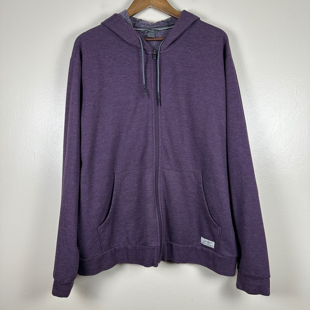 Eddie Bauer Men's XL Full Zip Hoodie Purple Heathered Fleece Lined Casual
